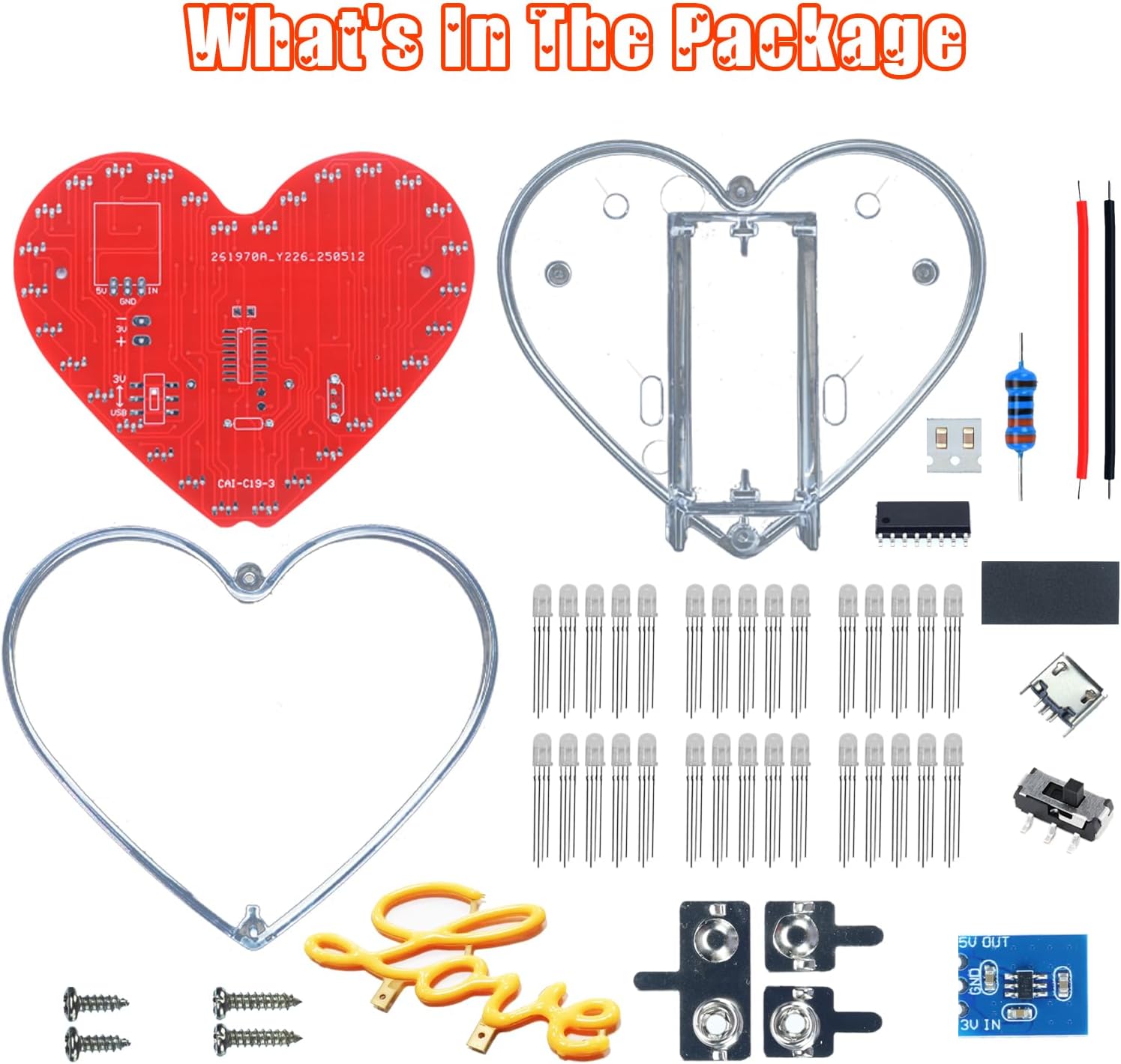 Heart Shaped LED Soldering Kit - огляд і ціна Diy Electronics Filament