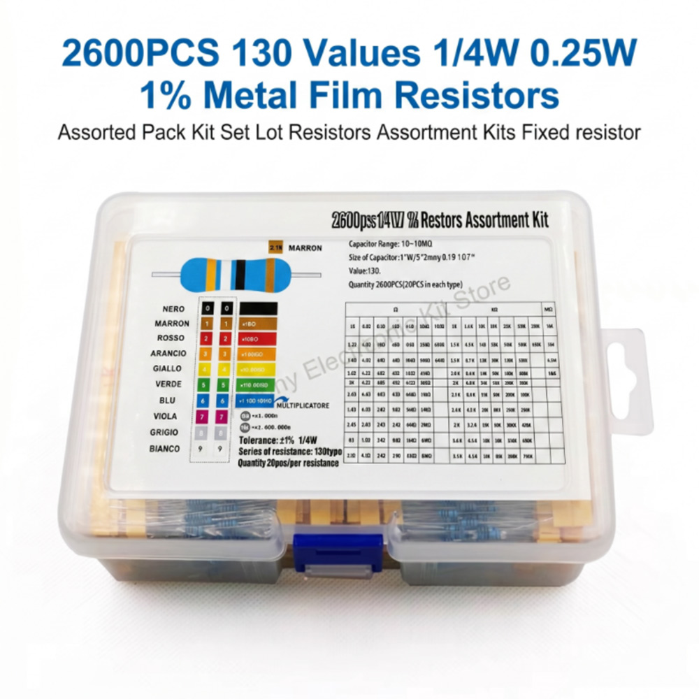 2600pcs Metal Film Resistors A - огляд і ціна Diy Electronics For Beginners