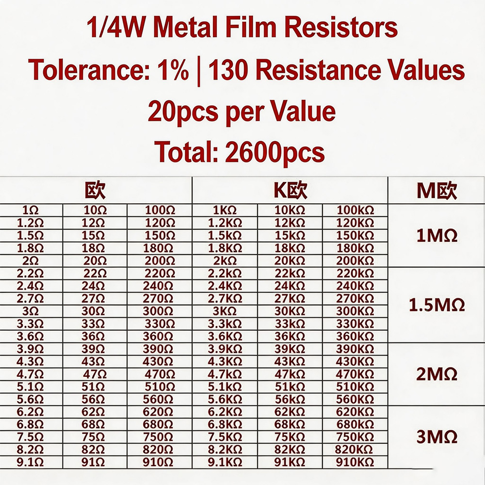 2600pcs Metal Film Resistors A - огляд і ціна Diy Electronics For Beginners